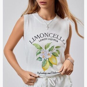 Limoncello White Sleeveless Sweater Vest